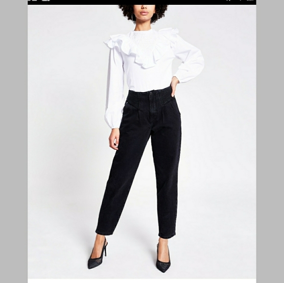 Black tapered high rise Jeans - Picture 3 of 4